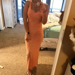 Cute orange striped maxi beach dress